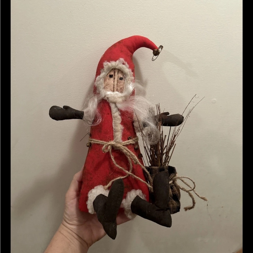 Handcrafted Santa Claus Holiday Decoration - Red - Primitive Folk Art